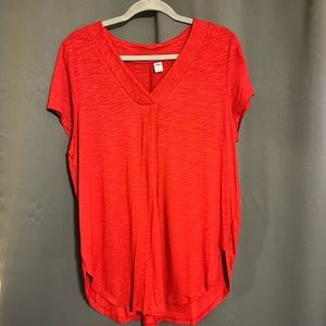 Red Old Navy V-Neck Luxe Tunic Shirt; size L